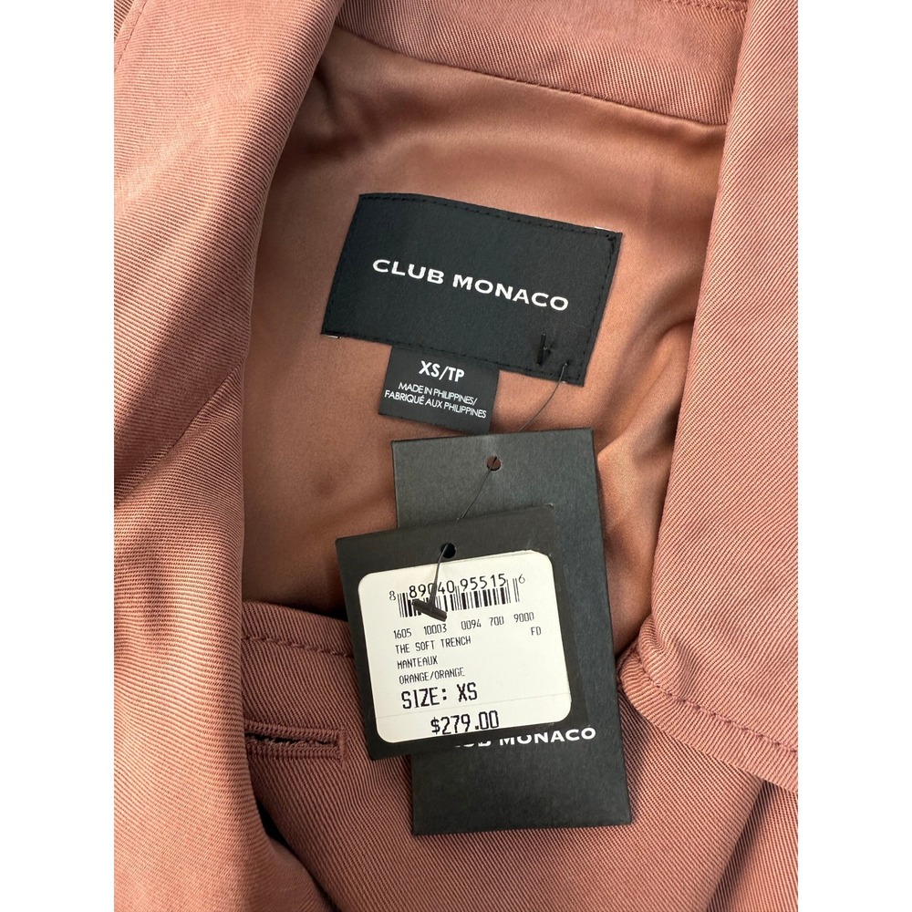 Club Monaco The Soft Trench Rose Double Breasted Belted Jacket XS MSRP278‎ NEW - Picture 2 of 13